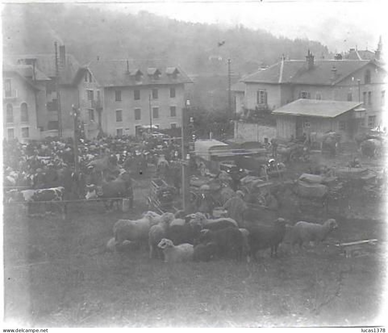 74 / SAINT GERVAIS  / DEBUT 20 EME / PLAQUE DE VERRE PHOTO STEREO / CHAMP DE FOIRE - Plaques De Verre