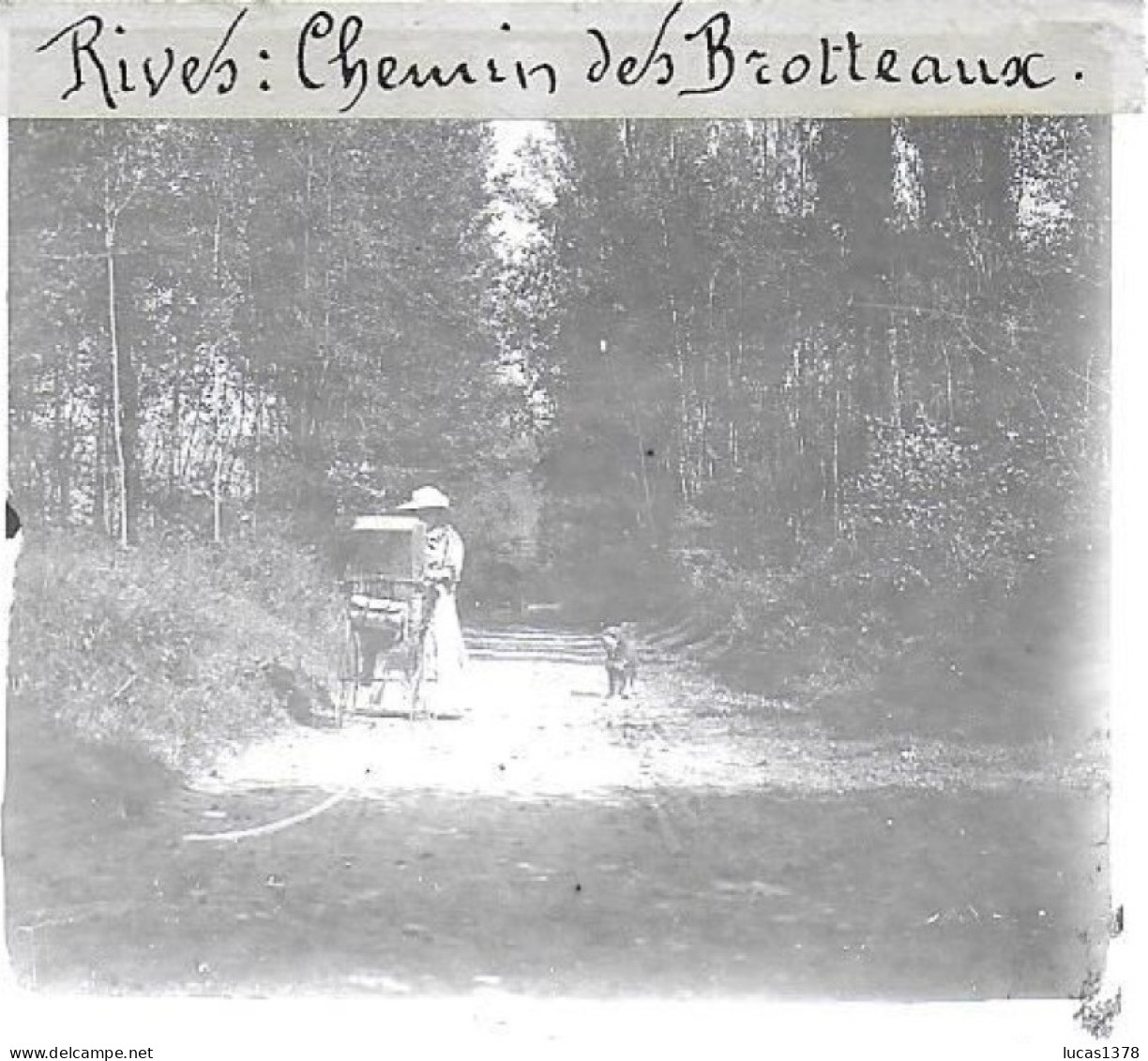 01 / AIN / RIVES . CHEMIN DES BROTTEAUX  / DEBUT 20 EME / PLAQUE DE VERRE PHOTO STEREO / - Plaques De Verre