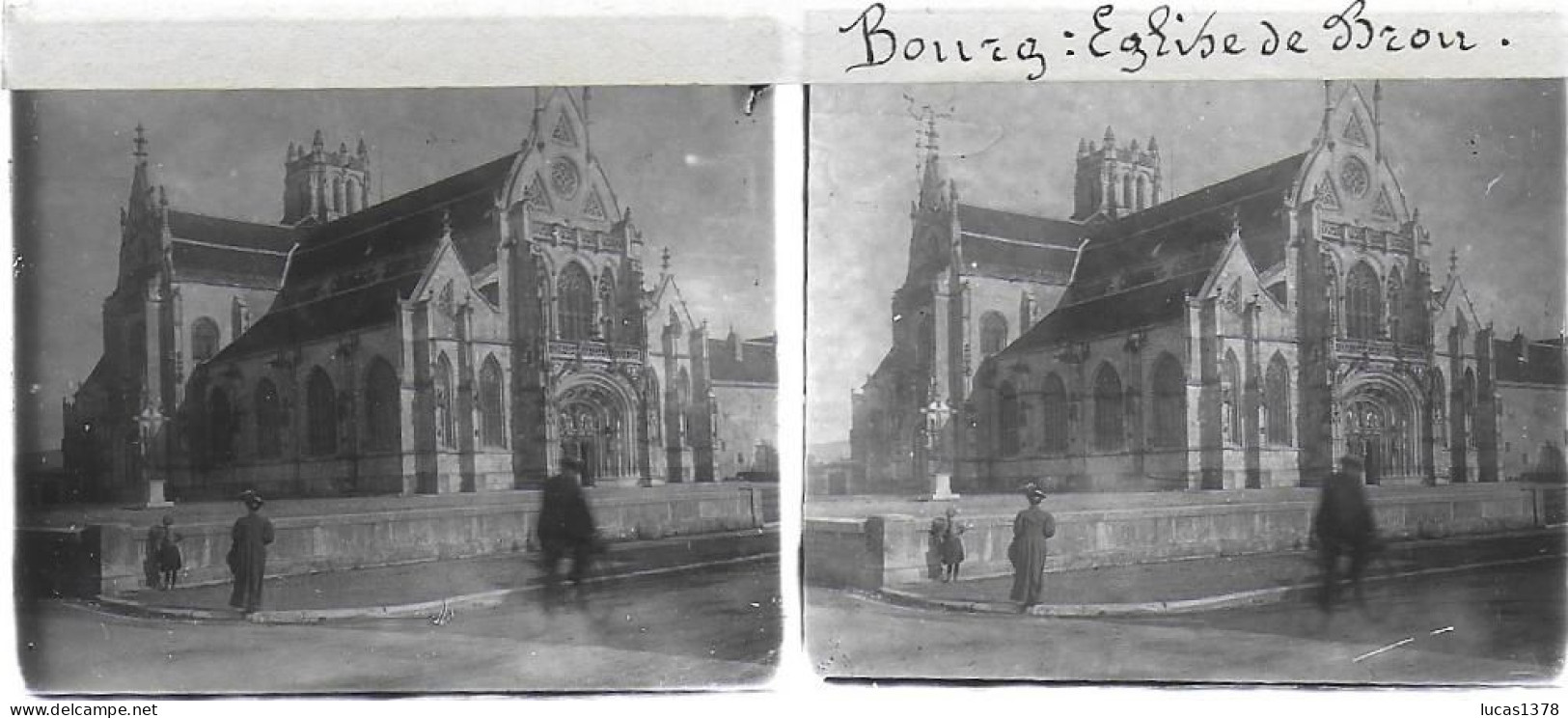 01 / AIN / BOURG / EGLISE DE BROU  / DEBUT 20 EME / PLAQUE DE VERRE PHOTO STEREO / - Plaques De Verre