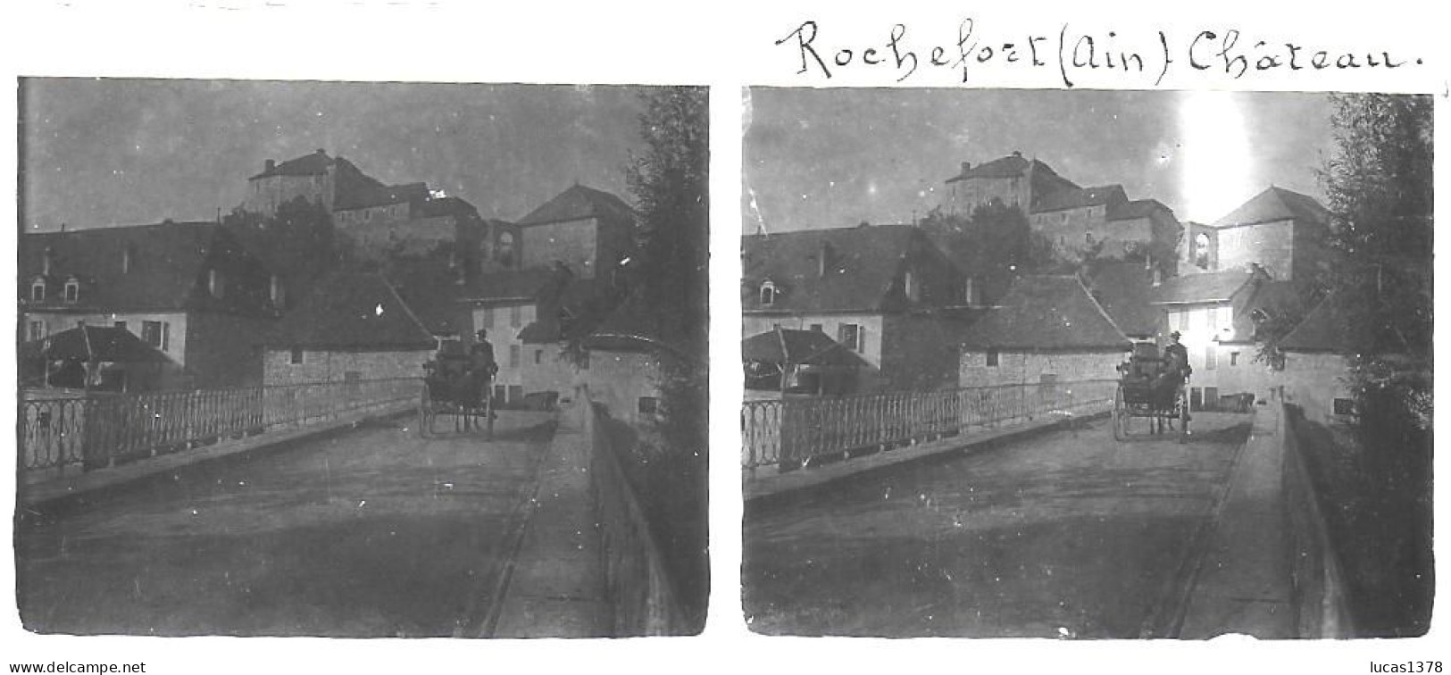 01 / AIN / ROCHEFORT / CHATEAU / DEBUT 20 EME / PLAQUE DE VERRE PHOTO STEREO / - Plaques De Verre