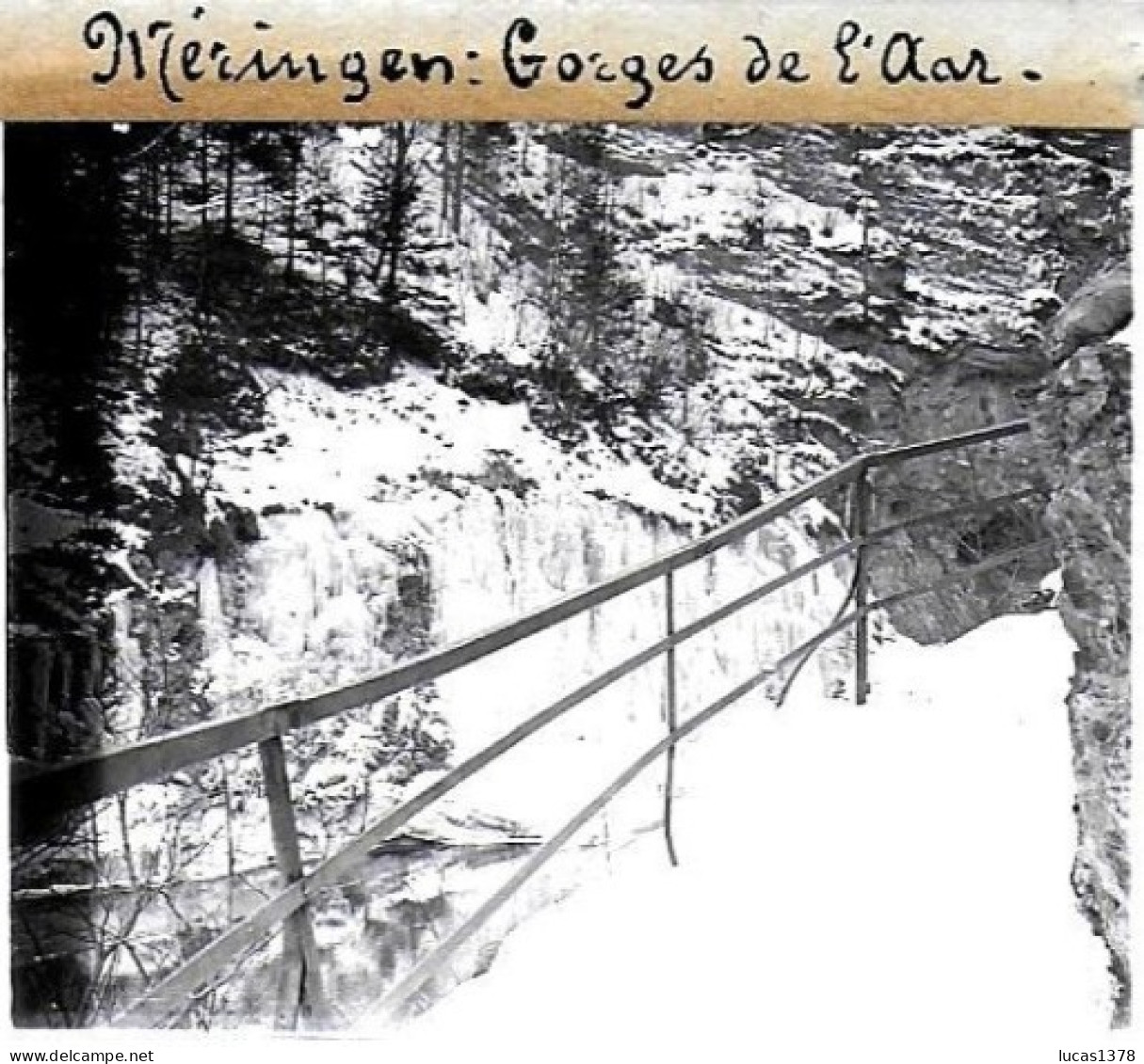 SUISSE / MERINGEN / GORGES DE L AAR / DEBUT 20 EME / PLAQUE DE VERRE PHOTO STEREO / - Plaques De Verre