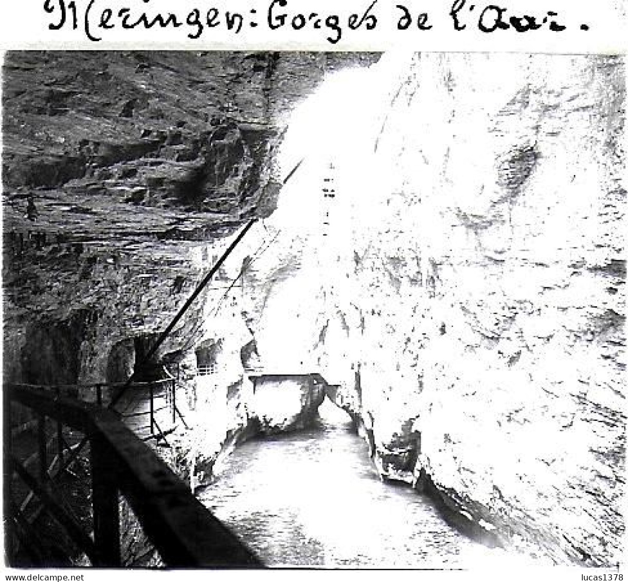 SUISSE / MERINGEN / GORGES DE L AAR / DEBUT 20 EME / PLAQUE DE VERRE PHOTO STEREO / - Diapositivas De Vidrio