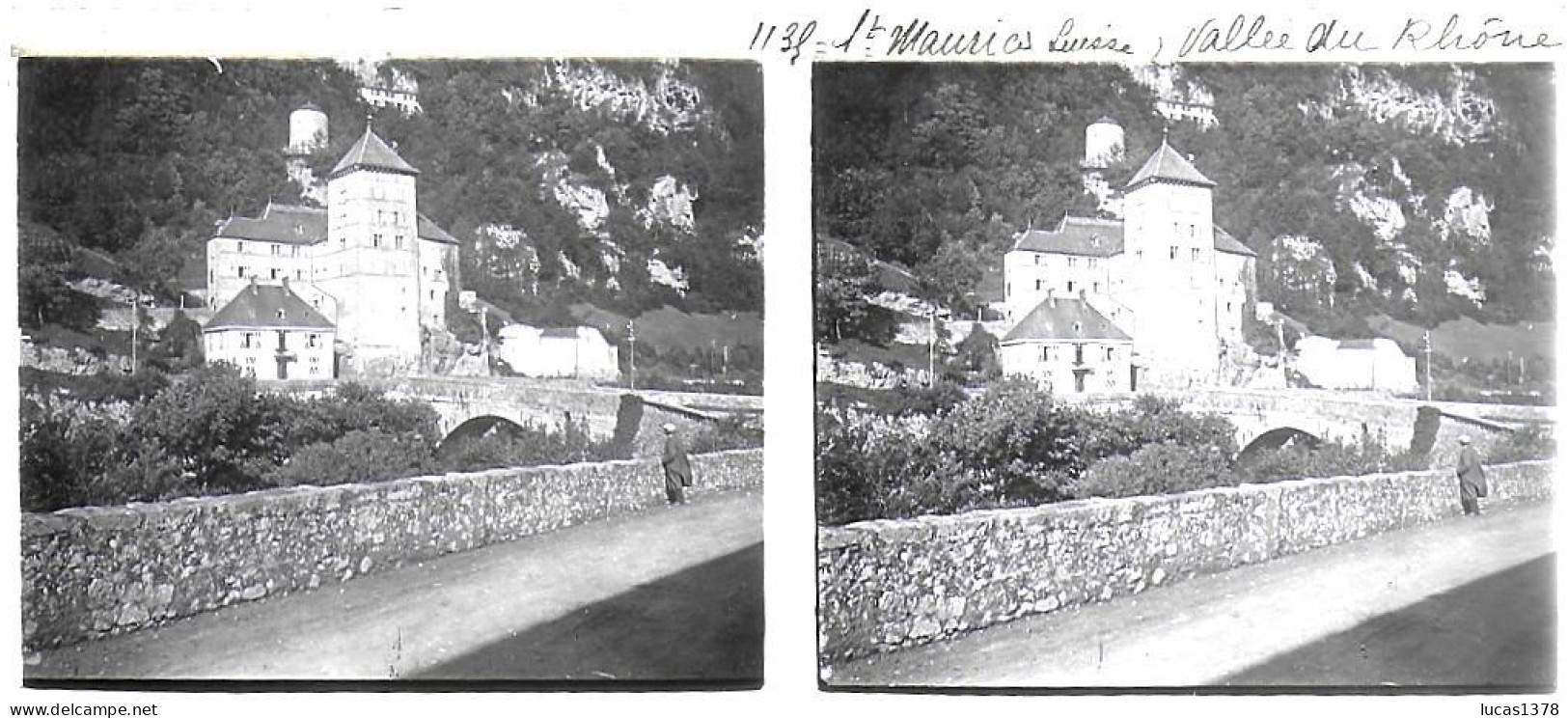 SUISSE / SAINT MAURICE / VALLEE DU RHONE / DEBUT 20 EME / PLAQUE DE VERRE PHOTO STEREO / - Plaques De Verre