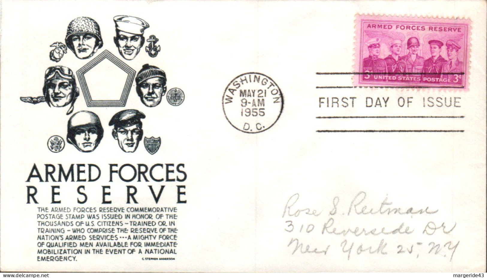 USA ETATS UNIS LETTRE FDC 1955 FORCES ARMEE DE RESERVE - 1951-1960