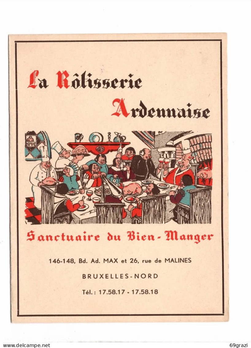 La Rotisserie Ardennaise Rue De Maline Bruxelles Nord - Le Sanctuaire Du Bien Manger - Restaurant ( Doc. En 4 Volets ) - Cafés, Hôtels, Restaurants