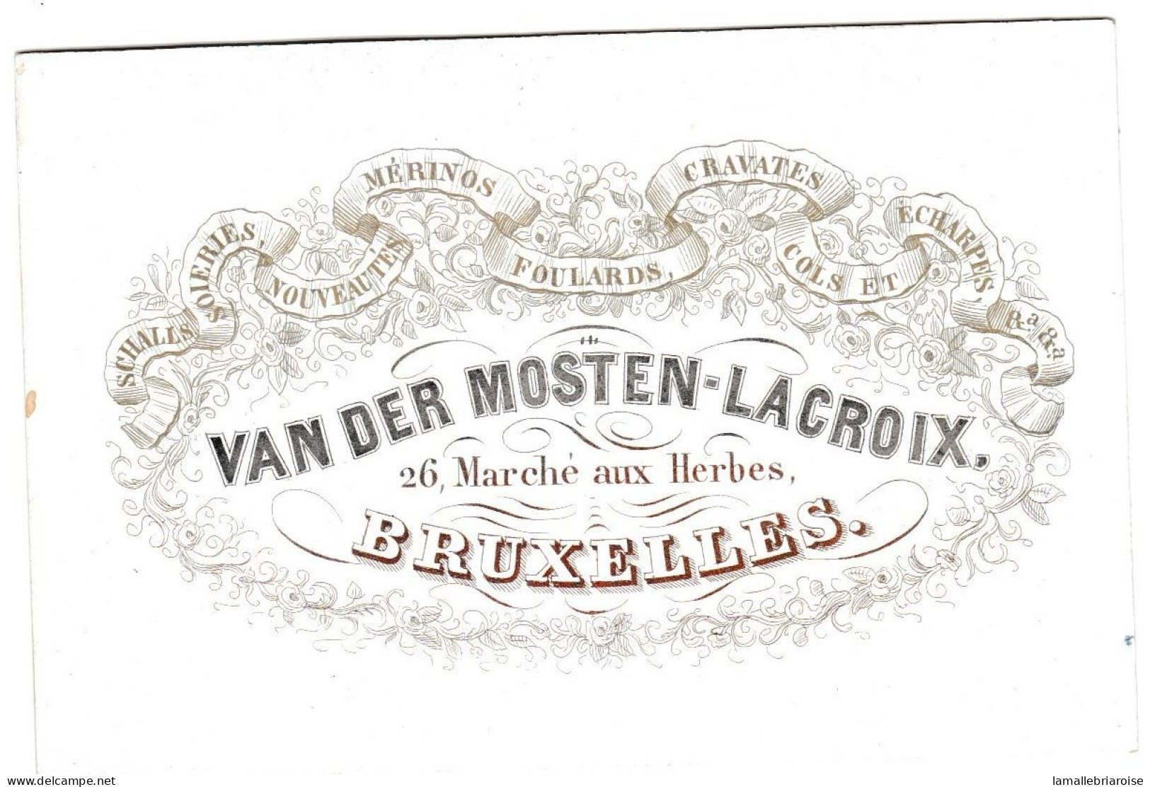 Belgique "Carte Porcelaine" Porseleinkaart,Van Der Mosten-Lacroix, Foulards, Merinos , Bruxelles, Dim:100 X 67mm - Cartes Porcelaine