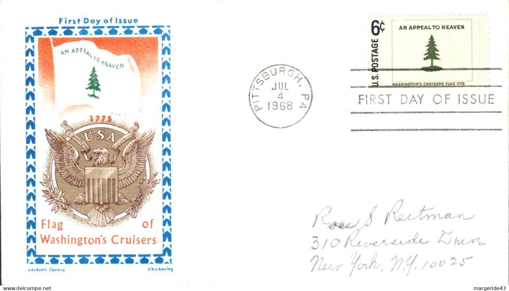 USA ETATS UNIS LETTRE FDC 1968 FLAG OF WASHINGTON'S CRUISERS - 1951-1960