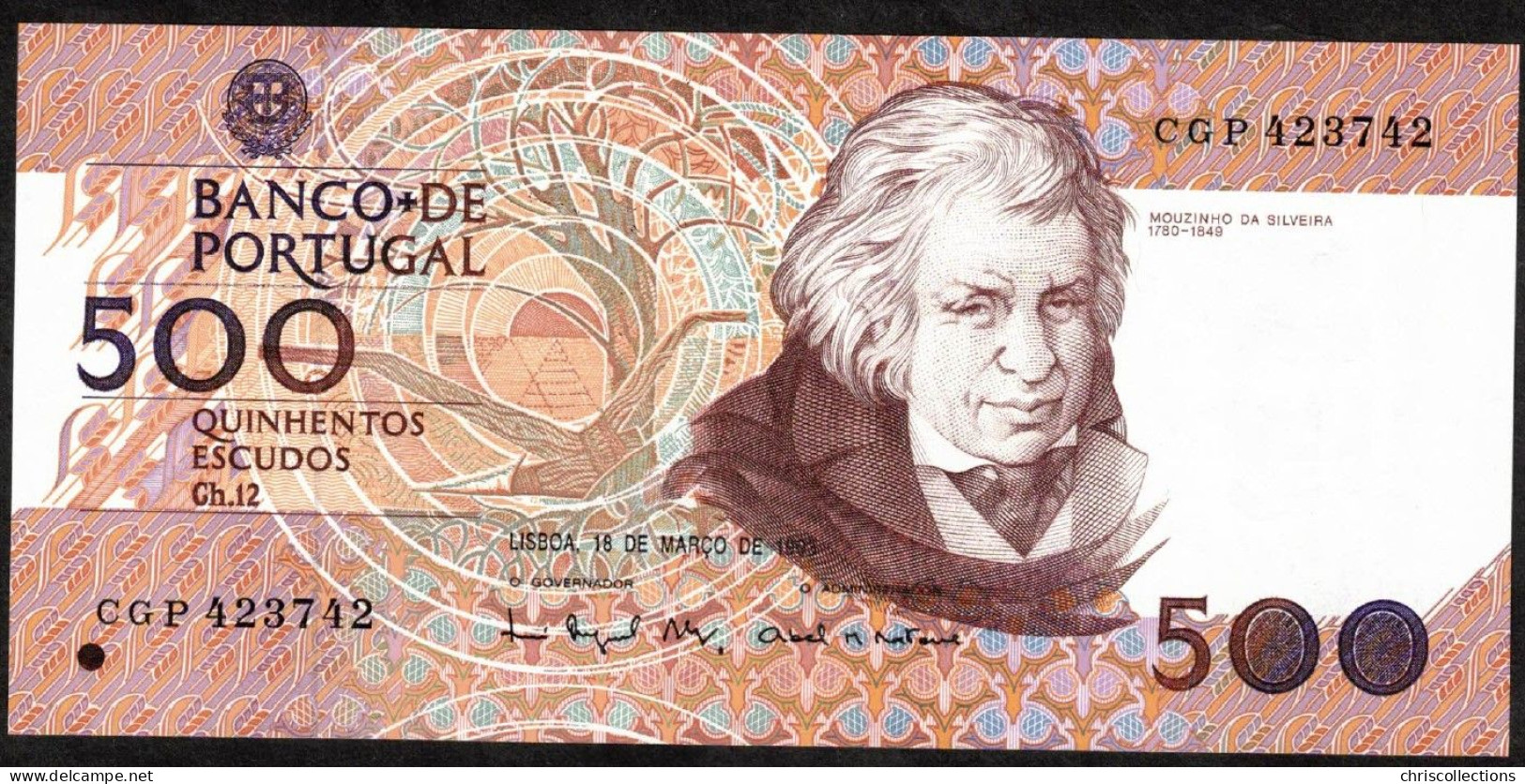 PORTUGAL - 500 Escudos 18/3/93 - UNC - Pick : 180e - N° De Billet : CGP423742 - Portugal