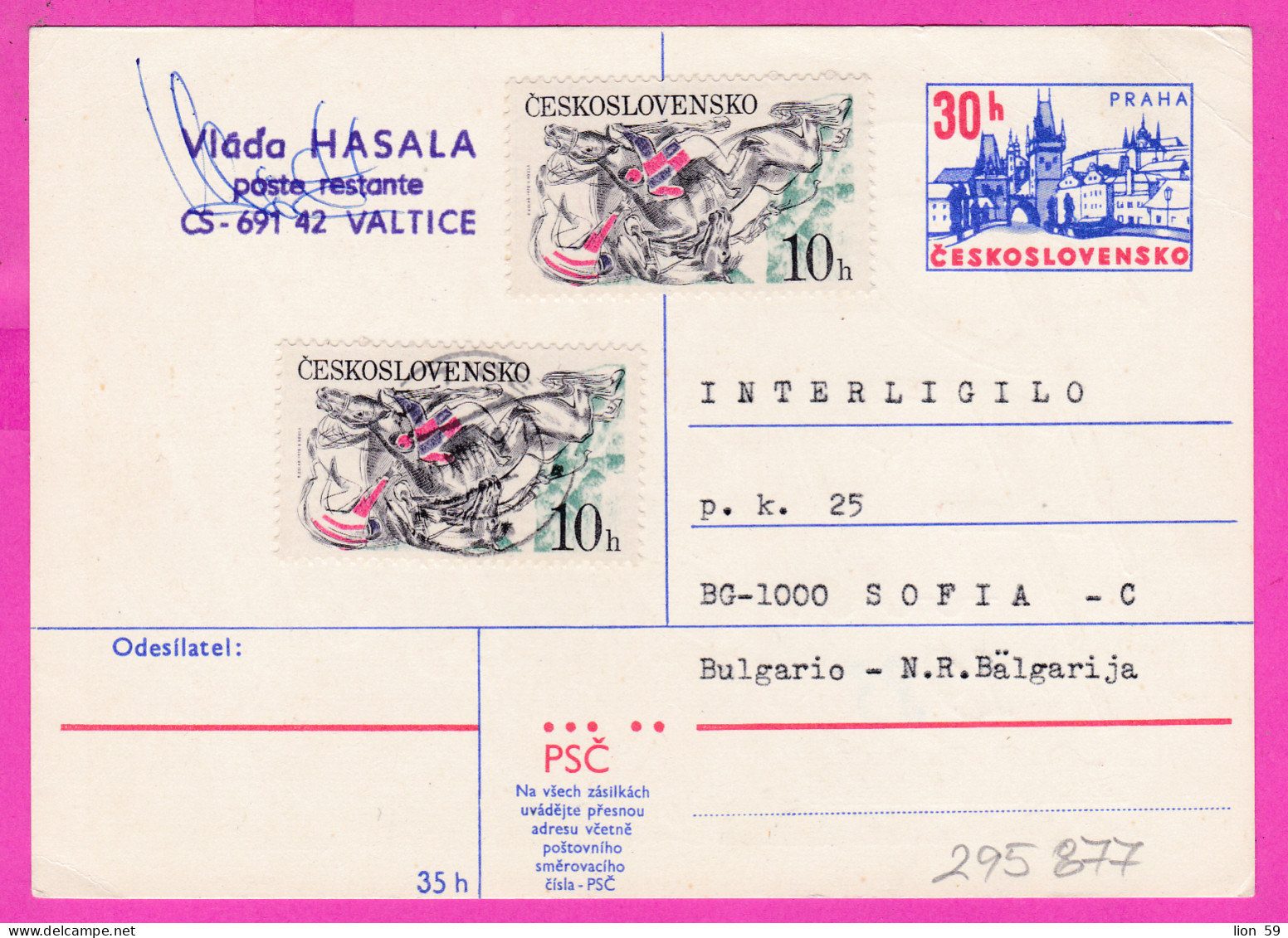 295877 / Czechoslovakia 1983 - 30 H. ( Praha ) ESPERANTO - PF Vlada Hasala (Private) Illustrator FABA 77 Stationery PSC - Postcards