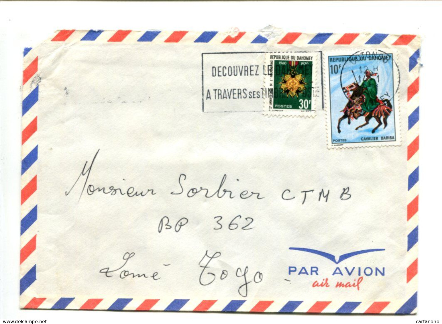 DAHOMEY - Affranchissement Sur Lettre Pour Le Togo - Indépendance / Médaille / Cavalier Bariba - Benin - Dahomey (1960-...)