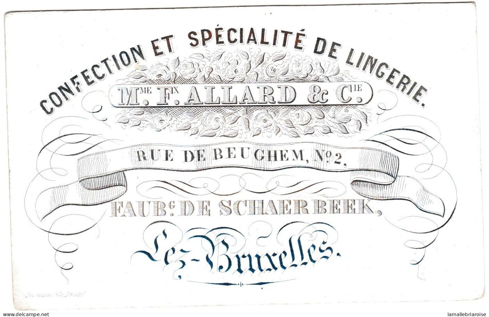 Belgique "Carte Porcelaine" Porseleinkaart, Mme. Fx. Allard & Cie, Confection De Lingerie, Bruxelles, Dim:115 X 73mm - Porzellan