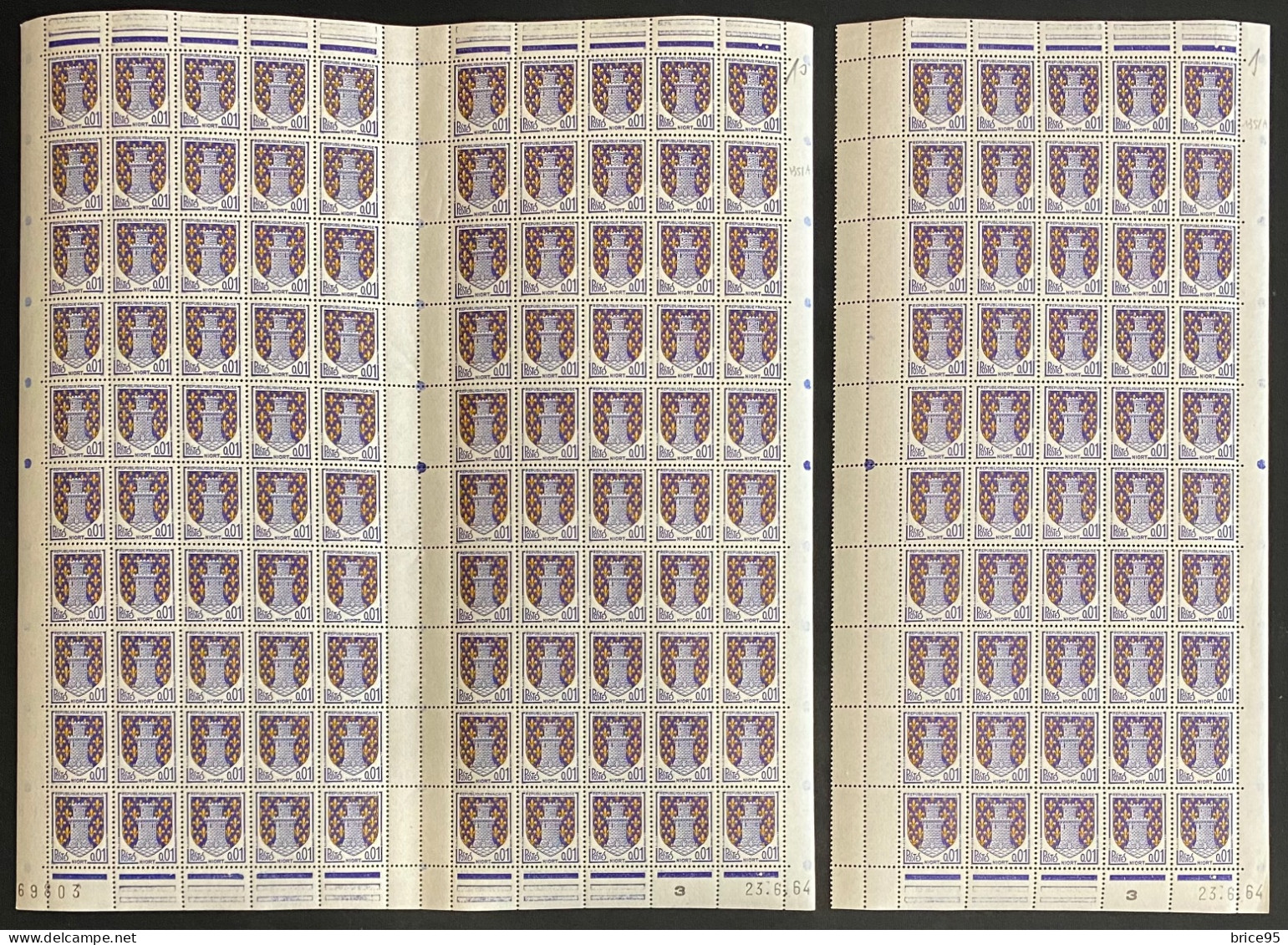 France - YT N° 1351 A ** - Neuf Sans Charnière - Feuille Complète - Plié - 1962 à 1965 - Unused Stamps