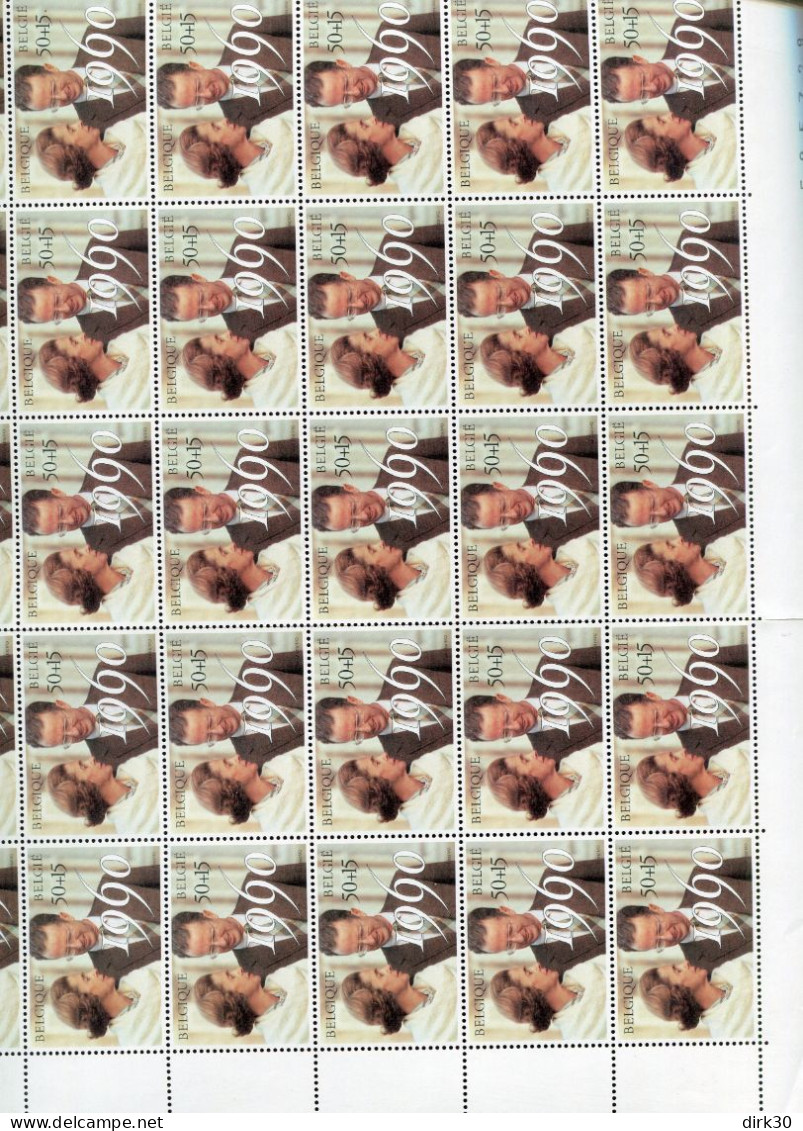 Belgie 1990 2396 Fabiola Boudewijn  Monarchie   FULL SHEET Of 30 MNH PLAATNUMMER Xx - 1981-1990