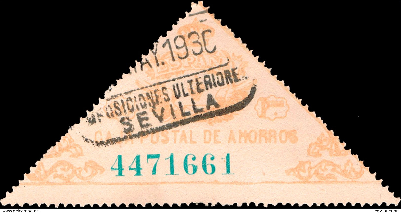 Sevilla - Caja Postal Ahorros - Gávez O 7 - Mat "Caja Postal De Ahorros - Sevilla Imposiciones Ulteriores" - Fiscaux-postaux