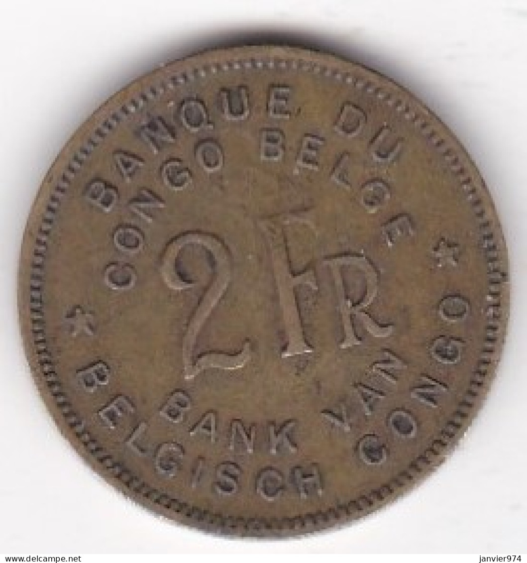 Congo Belge, 2 Francs 1946 Eléphant, En Laiton , KM# 28 - 1945-1951: Régence