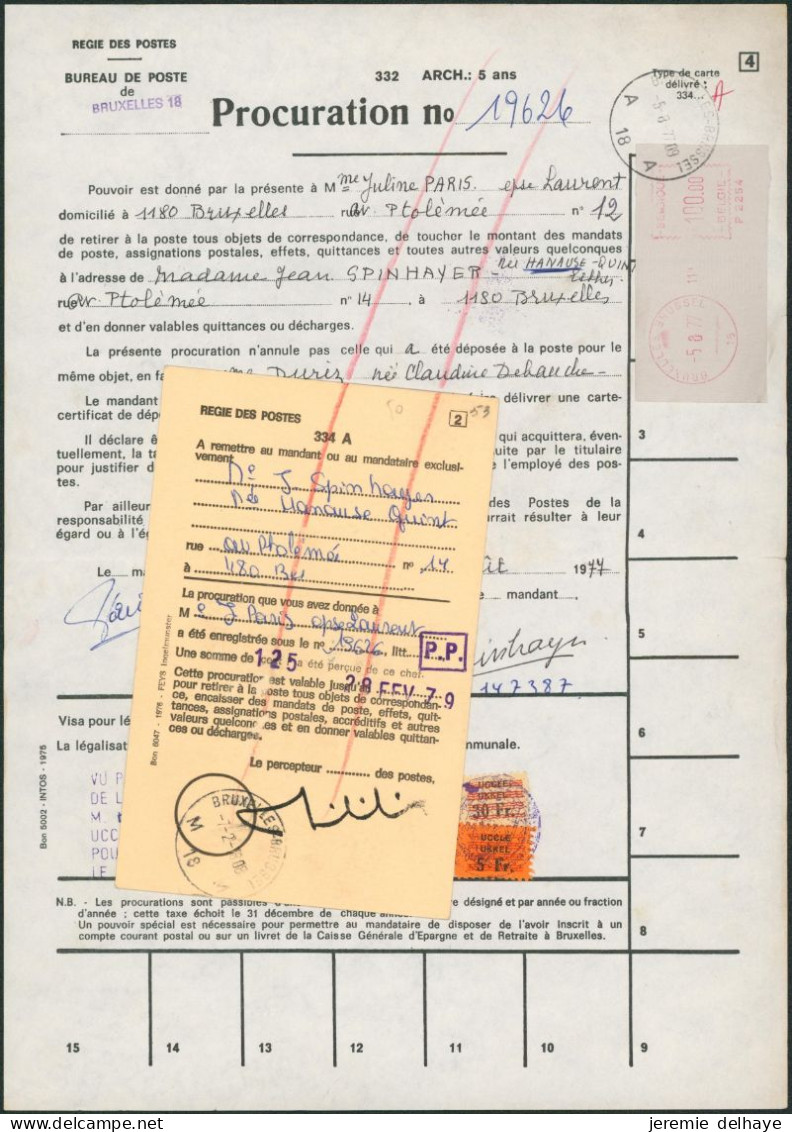 Lot De 2 Procurations (Bureau De Uccle, 1977) Affranchissement Différent + Taxe Communale. A Examiner - Poste Rurale