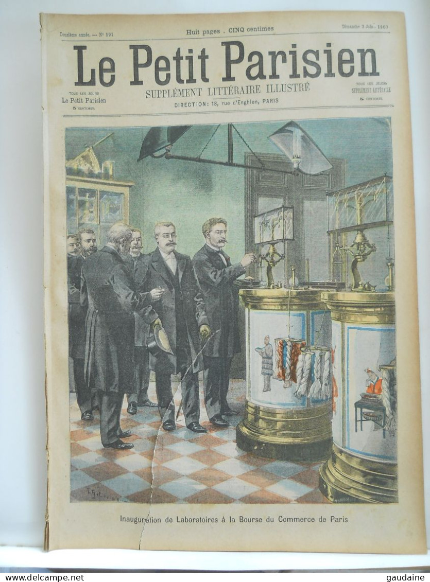 LE PETIT PARISIEN N°591 – 3 JUIN 1900 – LABORATOIRE DE LA BOURSE DU COMMERCE - DRAME SUR UN BATEAU SUEDOIS - Le Petit Parisien