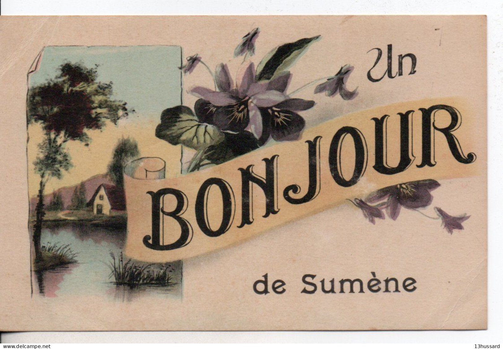 Carte Postale Ancienne Fantaisie Sumène - Un Bonjour - Sumène