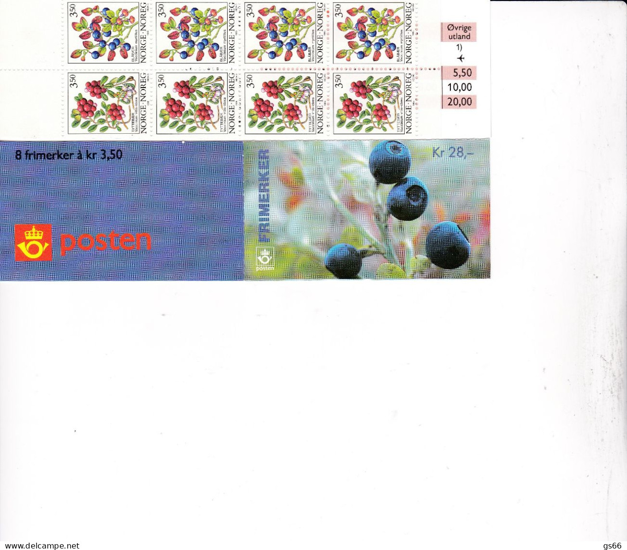 Norge, 1994. 1174/75 Y, Booklet 24y, MNH **, Waldbeeren. - Markenheftchen