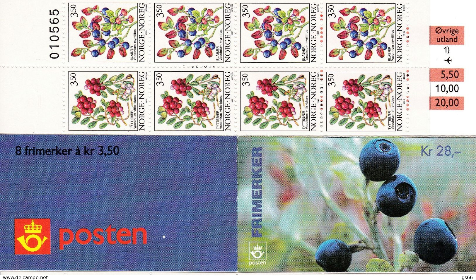 Norge, 1995 1174/75x, Booklet 24x, MNH **, Waldbeeren. - Booklets