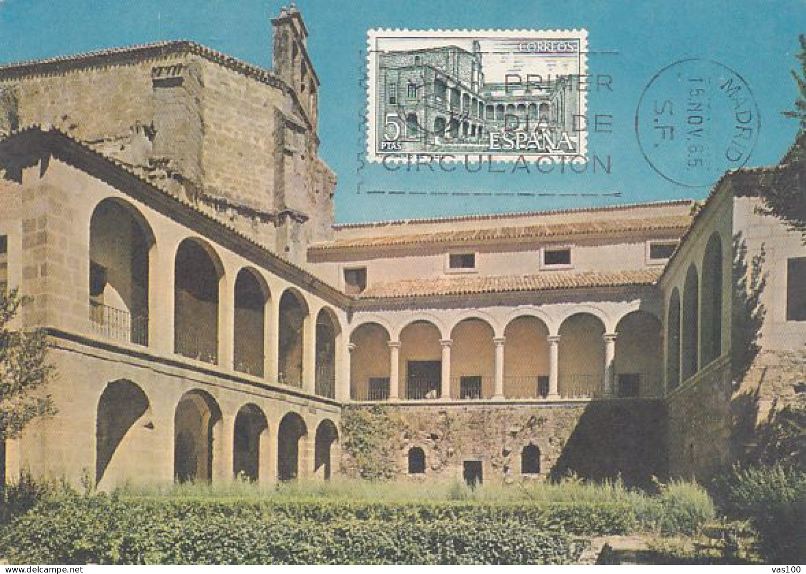 SAINT JEROME DE YUSTE MONASTERY, CM, MAXICARD, CARTES MAXIMUM, OBLIT FDC, 1965, SPAIN - Tarjetas Máxima