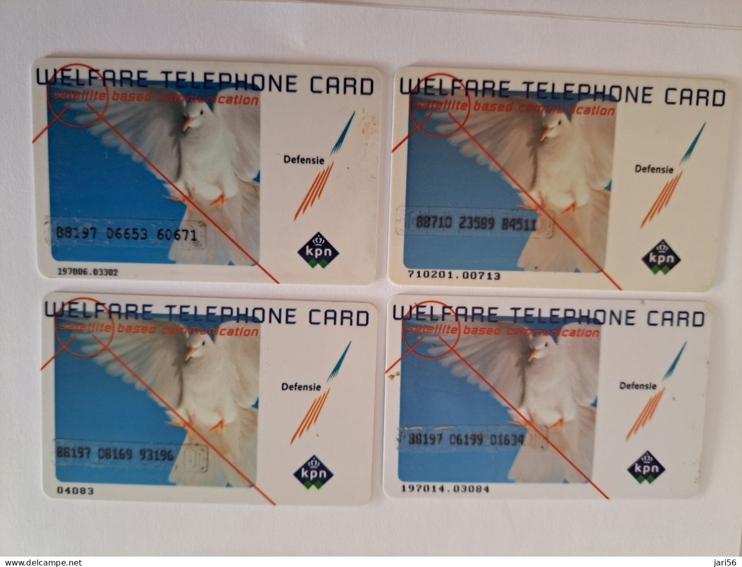 NETHERLANDS/ PREPAID/  HFL 25,- 4 CARDS/PIGEON  / WELFARE/ MILITAIRE CARDS/QUARTED / COMPLETE   - USED CARD  ** 13944** - GSM-Kaarten, Bijvulling & Vooraf Betaalde