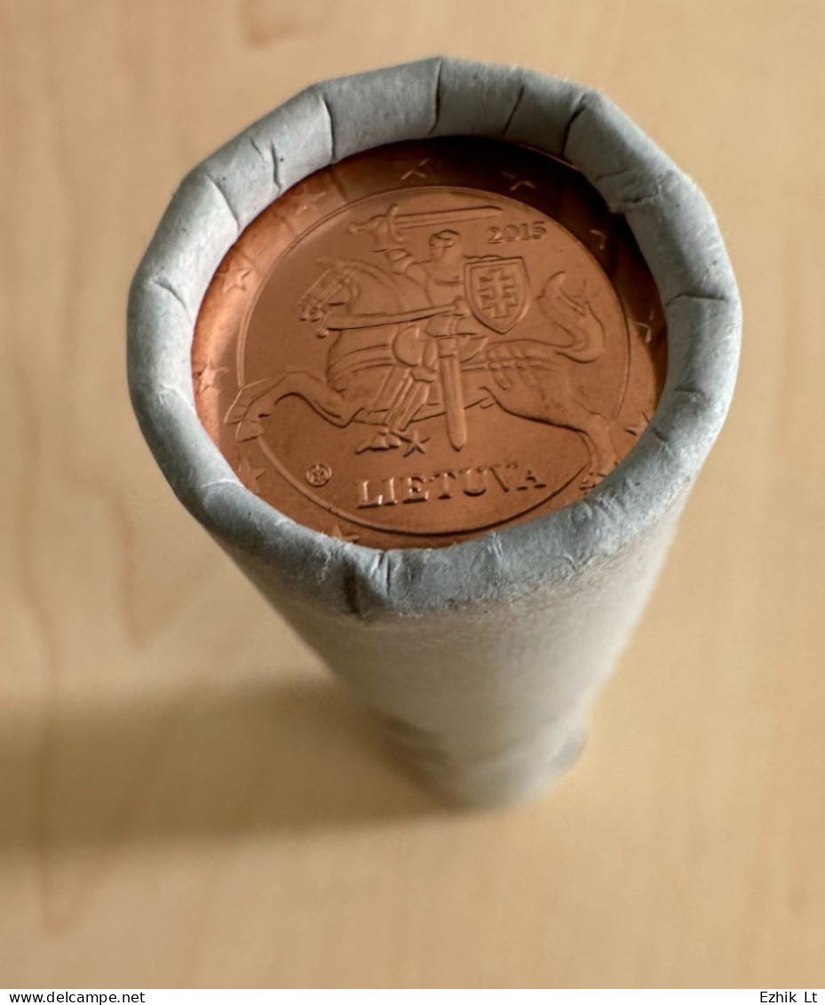 Lithuania 2015 2 Cent UNC Mint Coin Roll. 50 Coins X 2 Cent. KM# 206 - Rollen