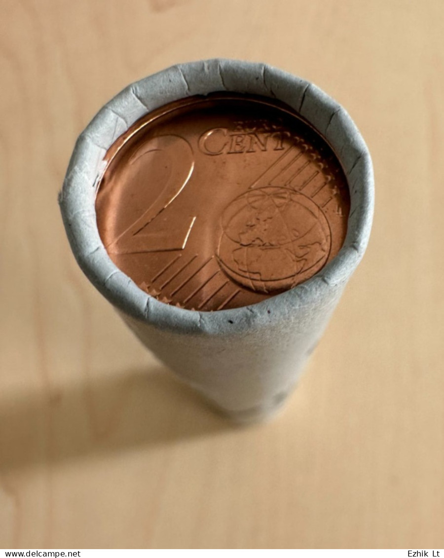 Lithuania 2015 2 Cent UNC Mint Coin Roll. 50 Coins X 2 Cent. KM# 206 - Rouleaux