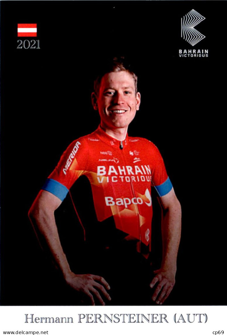 Carte Cyclisme Cycling Ciclismo サイクリング Format Cpm Equipe Cyclisme Bahrain Victorious 2021 Hermann Pernsteiner Autriche - Cyclisme