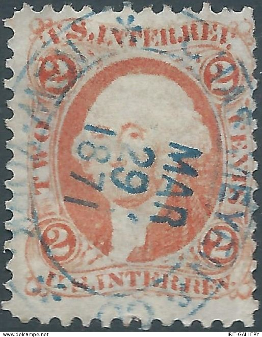 United States,U.S.A,1871 Revenue Stamp Tax - Fiscal, U.S. Inter. Rev. 2 Cents,Obliterated - Fiscale Zegels