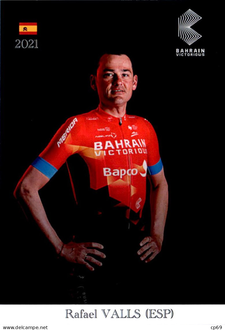 Carte Cyclisme Cycling Ciclismo サイクリング Format Cpm Equipe Cyclisme Bahrain Victorious 2021 Rafael Valls Espagne Dos Blanc - Ciclismo