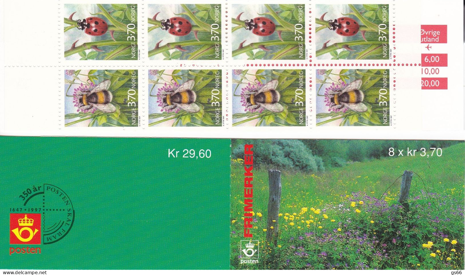 Norge, 1997,1235/36, Booklet 30, MNH **, Insekten. - Booklets