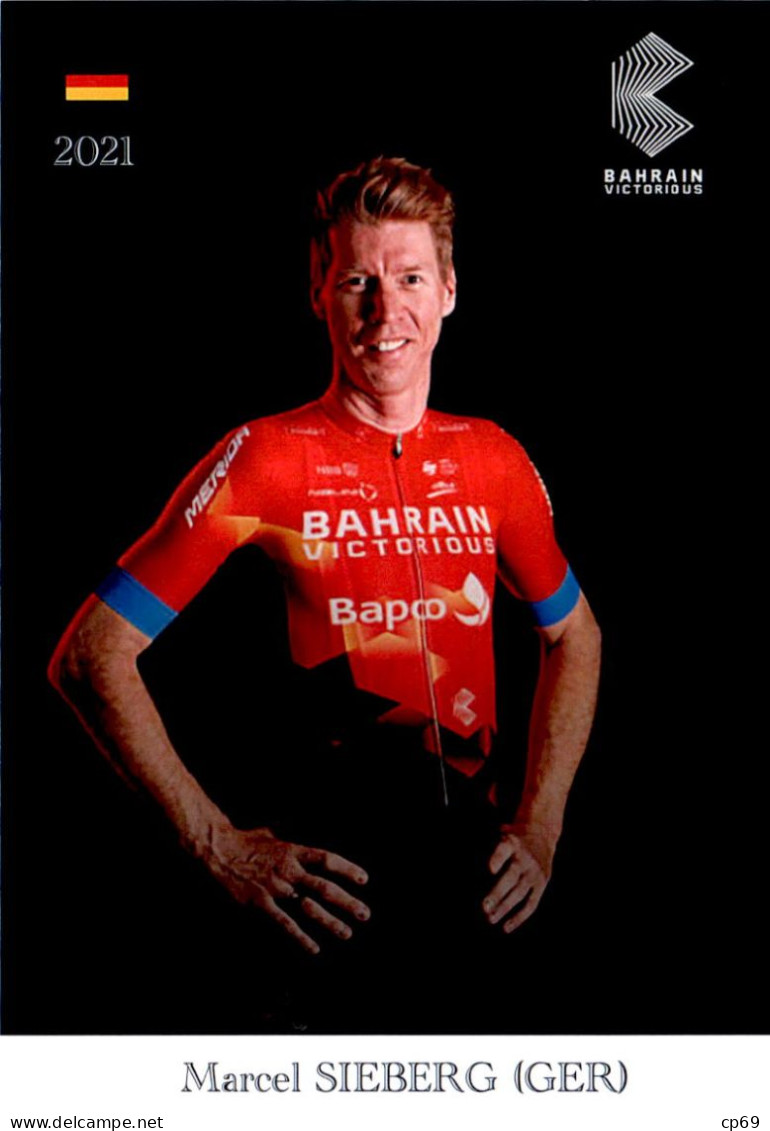 Carte Cyclisme Cycling Ciclismo サイクリング Format Cpm Equipe Cyclisme Bahrain Victorious 2021 Marcel Sieberg Allemagne Sup.E - Ciclismo