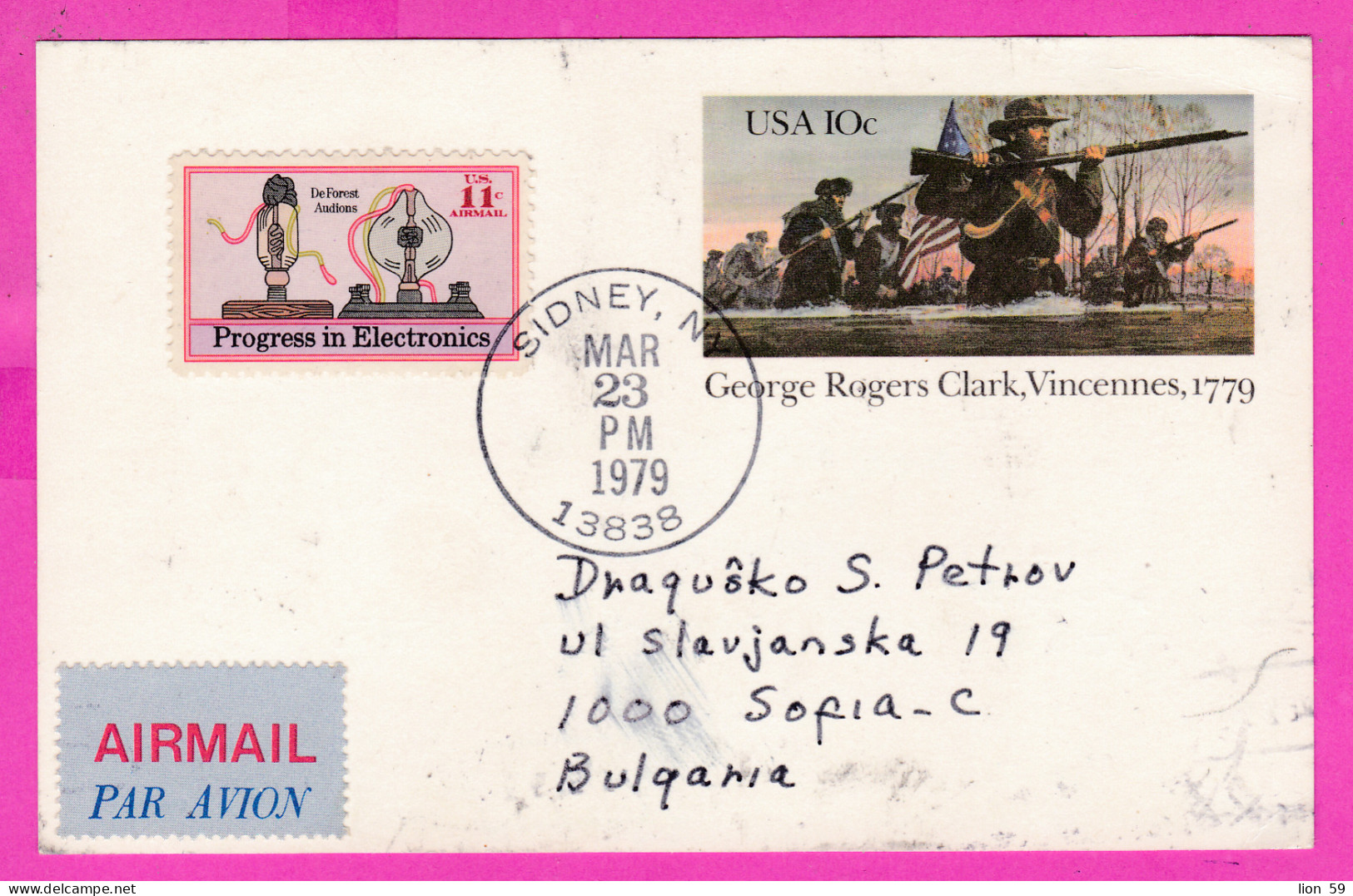 295887 / United States 1979 - 11+10c. George Rogers Clark Vincennes 1779 Progress In Electronics Stationery Card Sidney - 1961-80