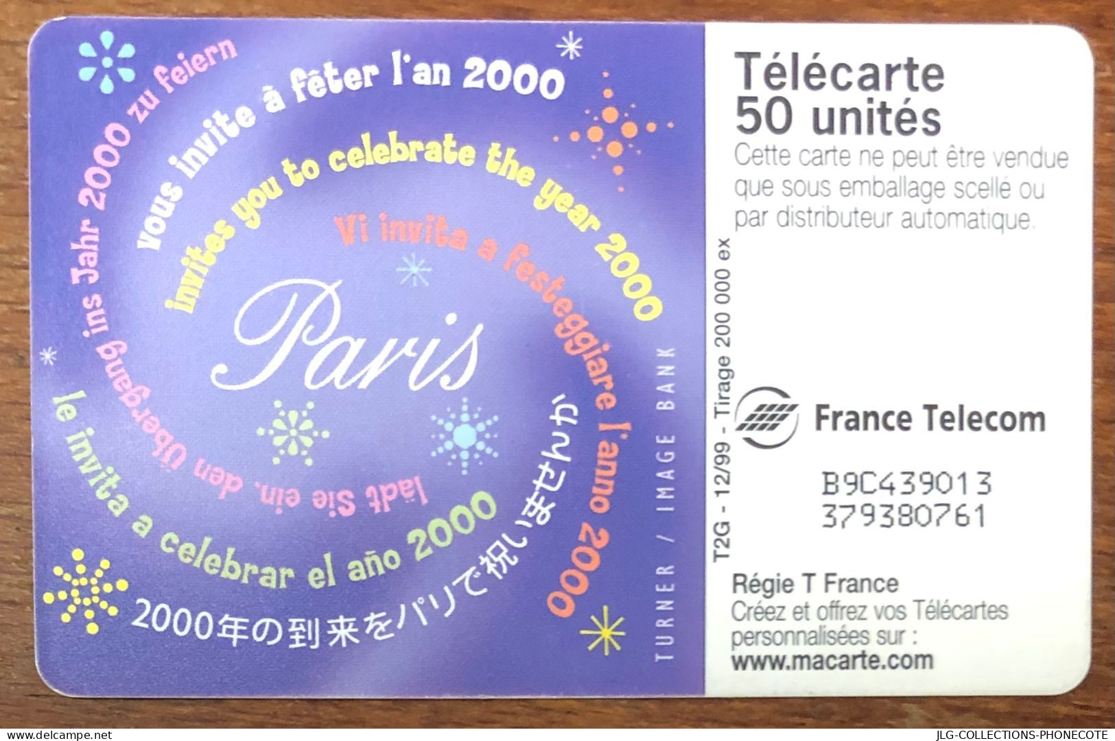 PARIS TOUR EIFFEL TELECARTE REF PHONECOTE F1033 TELEFONKARTE SCHEDA TARJETA PHONECARD PREPAID PREPAYÉE CALLING CARD - 1999