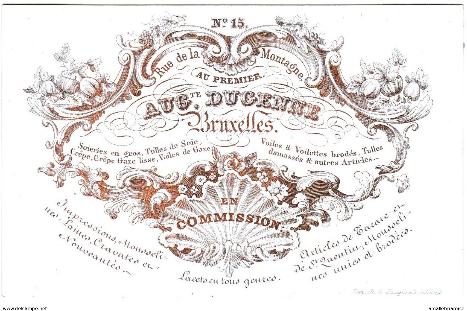 Belgique "Carte Porcelaine" Porseleinkaart, A. Dugenne, Soiries En Gros, Bruxelles, Dim:110 X 70mm - Cartoline Porcellana