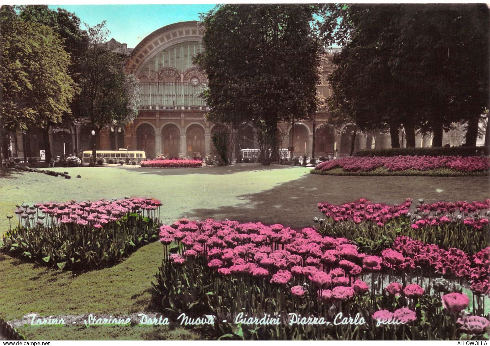 21389 " TORINO-STAZIONE PORTA NUOVA-GIARDINI PIAZZA CARLO FELICE " -TRAMWAY-VERA FOTO-CART. POST. SPED.1962 - Stazione Porta Nuova