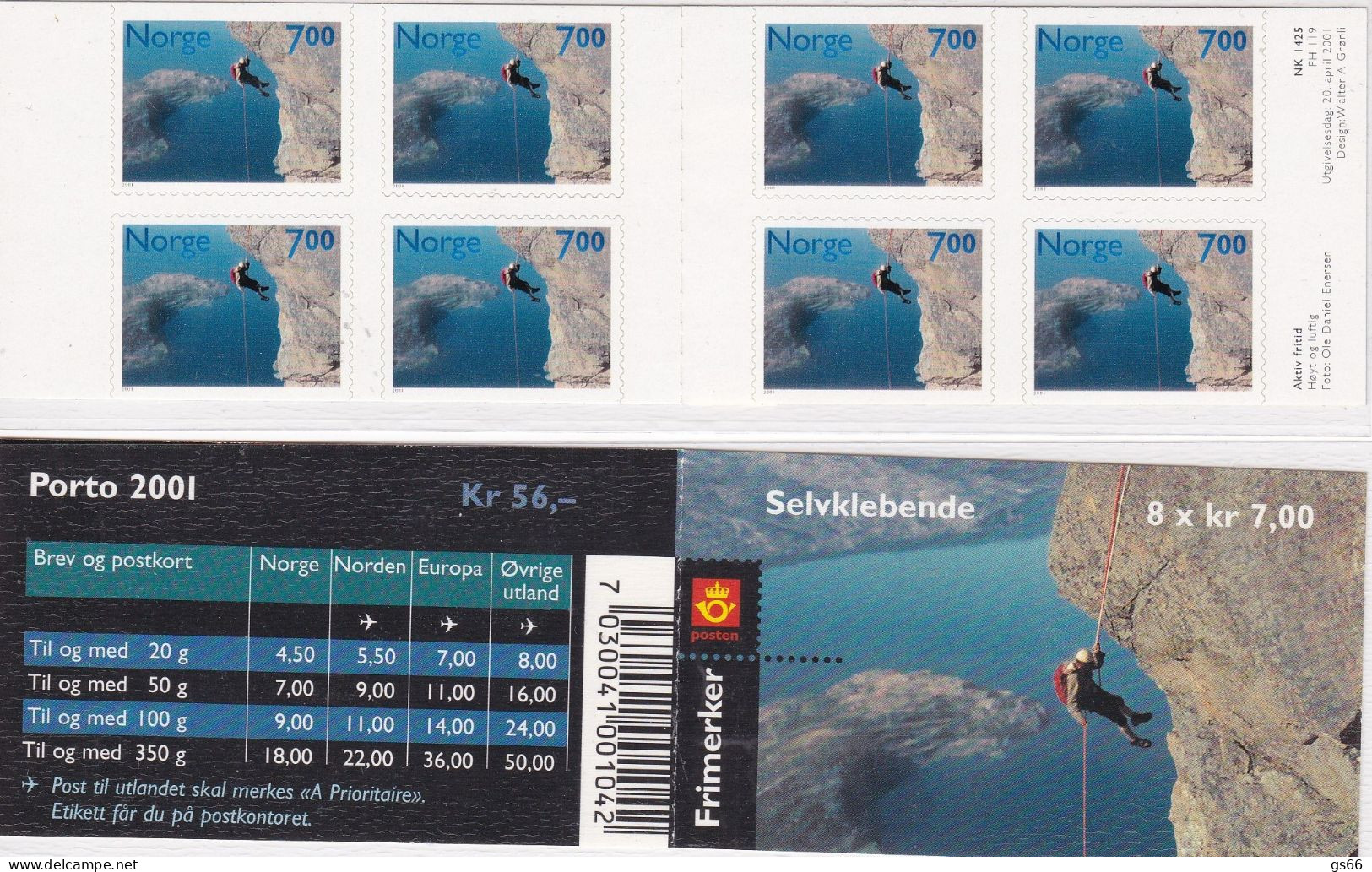 Norge, 2001 1384 Booklet , MNH **, Aktive Freizeit., - Booklets