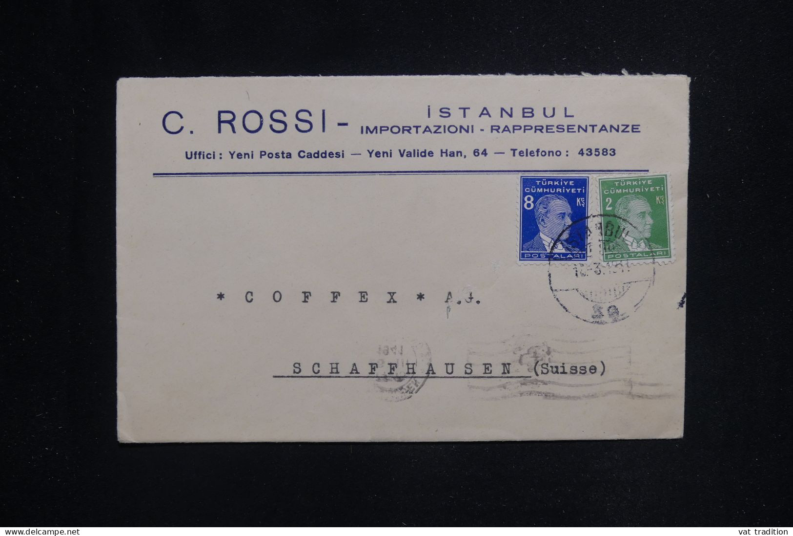 TURQUIE - Enveloppe Commerciale De Istanbul Pour La Suisse En 1941 - L 144707 - Storia Postale