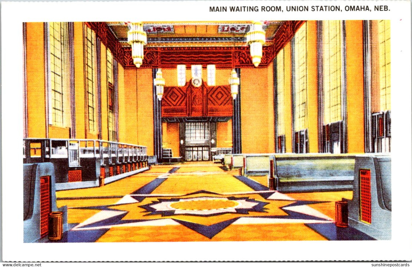 Nebraska Omaha Union Station Main Waiting Room American Exxpress Travelers Cheques Card - Omaha