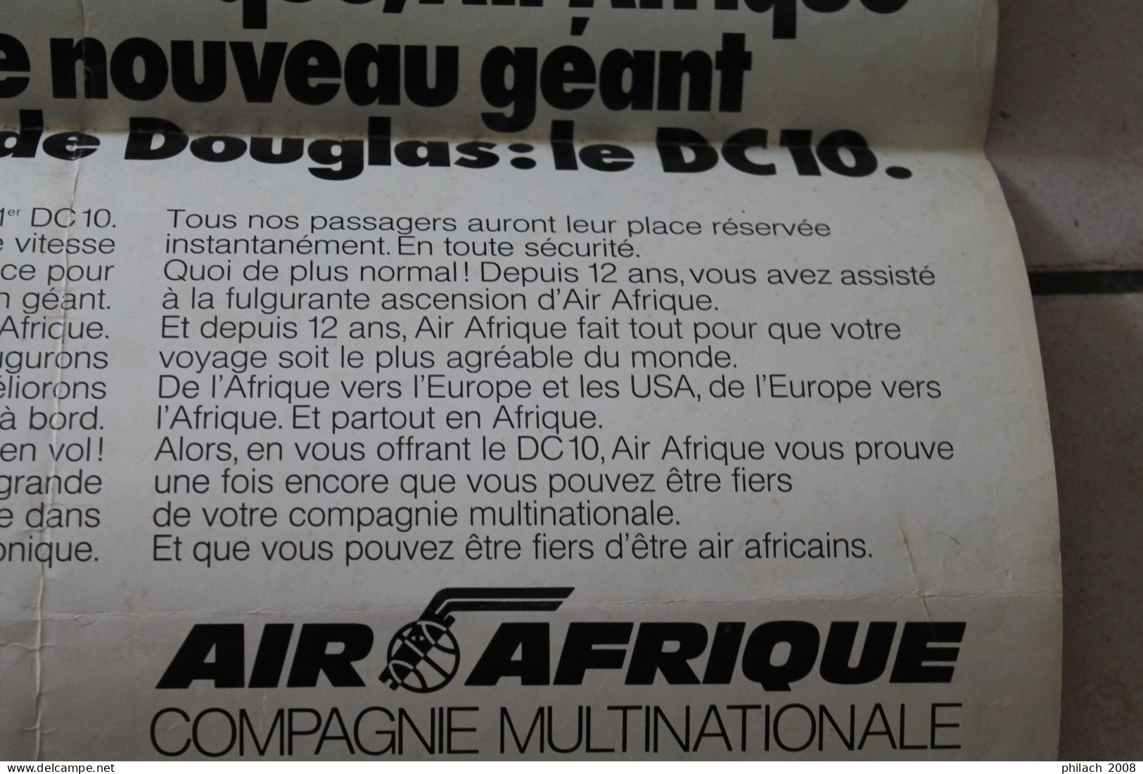 Affiche Air Afrique début des années 70 DC10