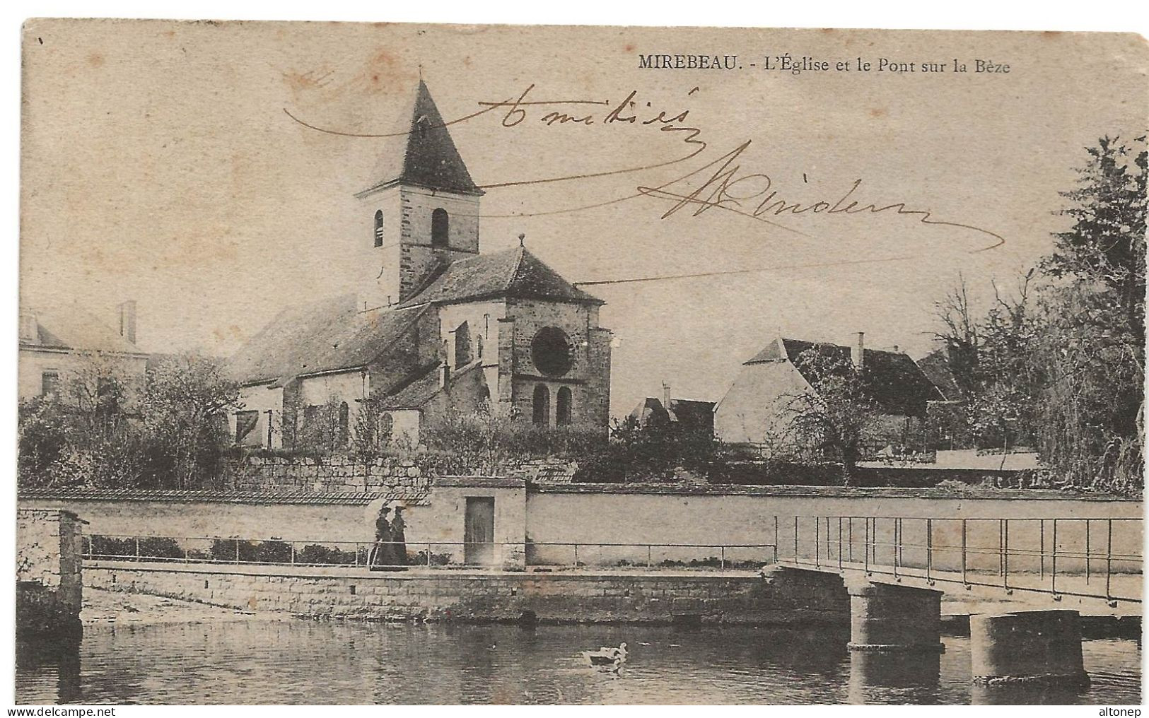 Mirebeau : L'église Et Le Pont Sur La Bèze (Editeur A. Bergeret, Gray) - Mirebeau