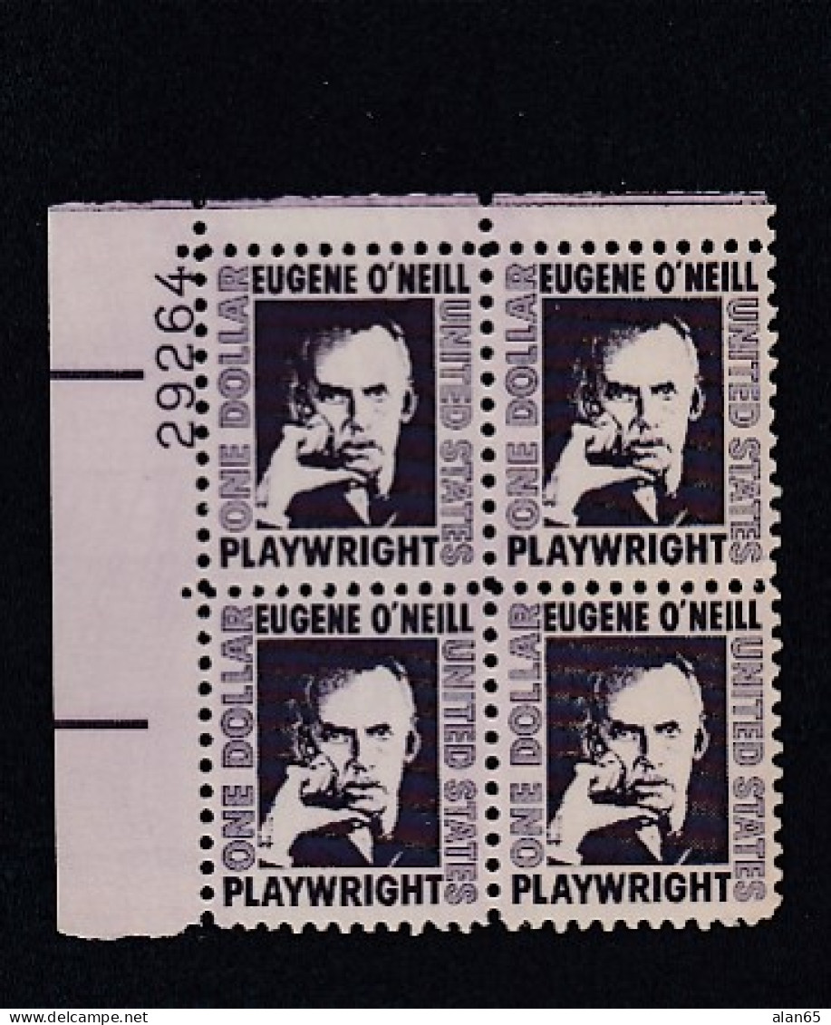 Sc#1294, 1-dollar 1967 Eugene O'Neill Prominent American Regular Issue, MNH Plate # Block Of 4 US Stamps - Plattennummern