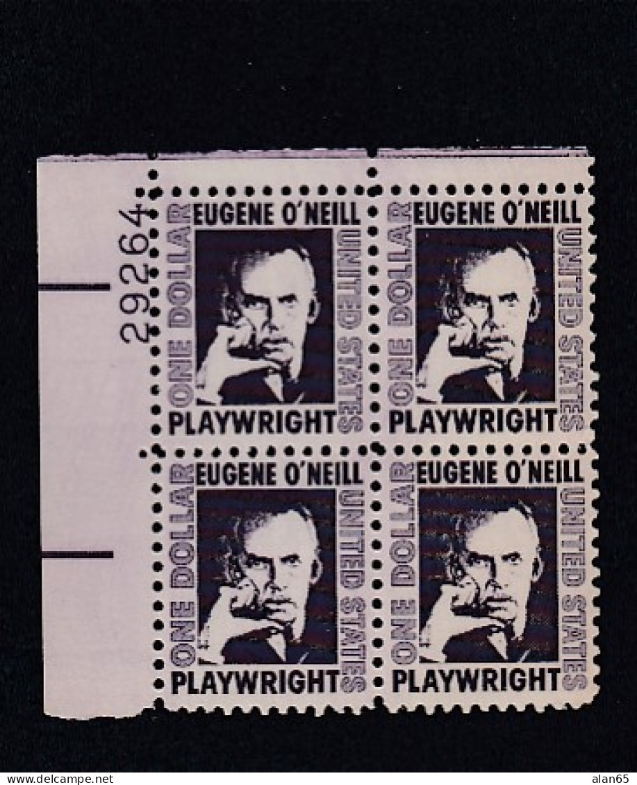 Sc#1294, 1-dollar 1967 Eugene O'Neill Prominent American Regular Issue, MNH Plate # Block Of 4 US Stamps - Números De Placas