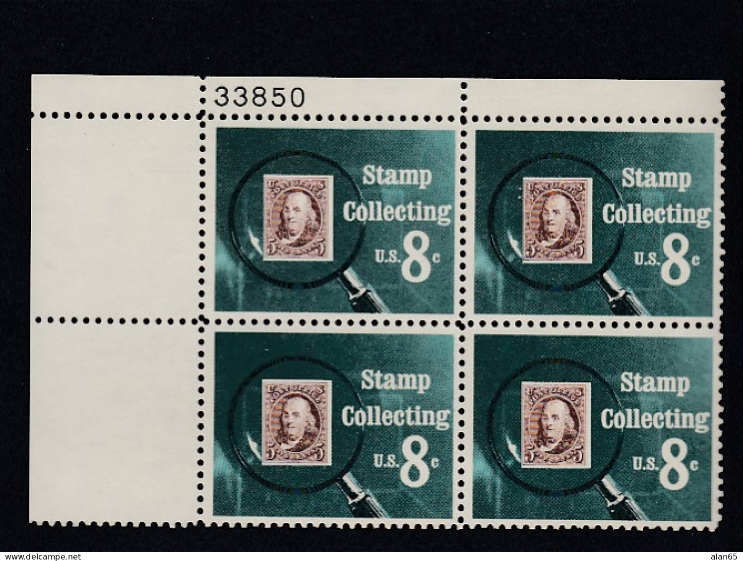 Sc#1474, 8-cent Stamp Collecting Theme 1972 Issue, Plate # Block Of 4 US Stamps - Plattennummern