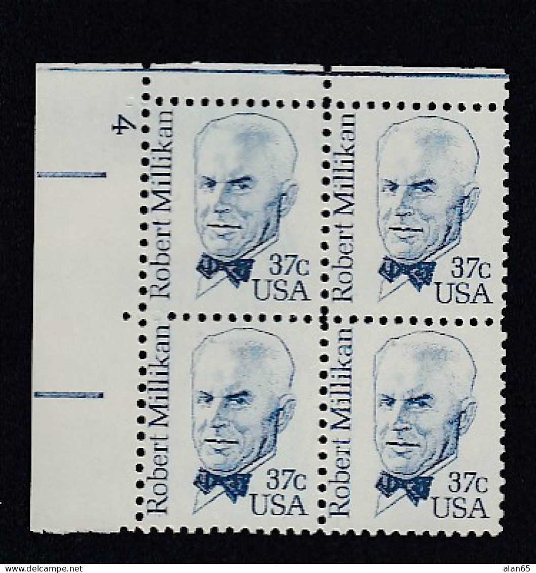 Sc#1866, 37-cent Robert Millikan Physicist Theme Great Americans Issue, Plate # Block Of 4 US Stamps - Números De Placas