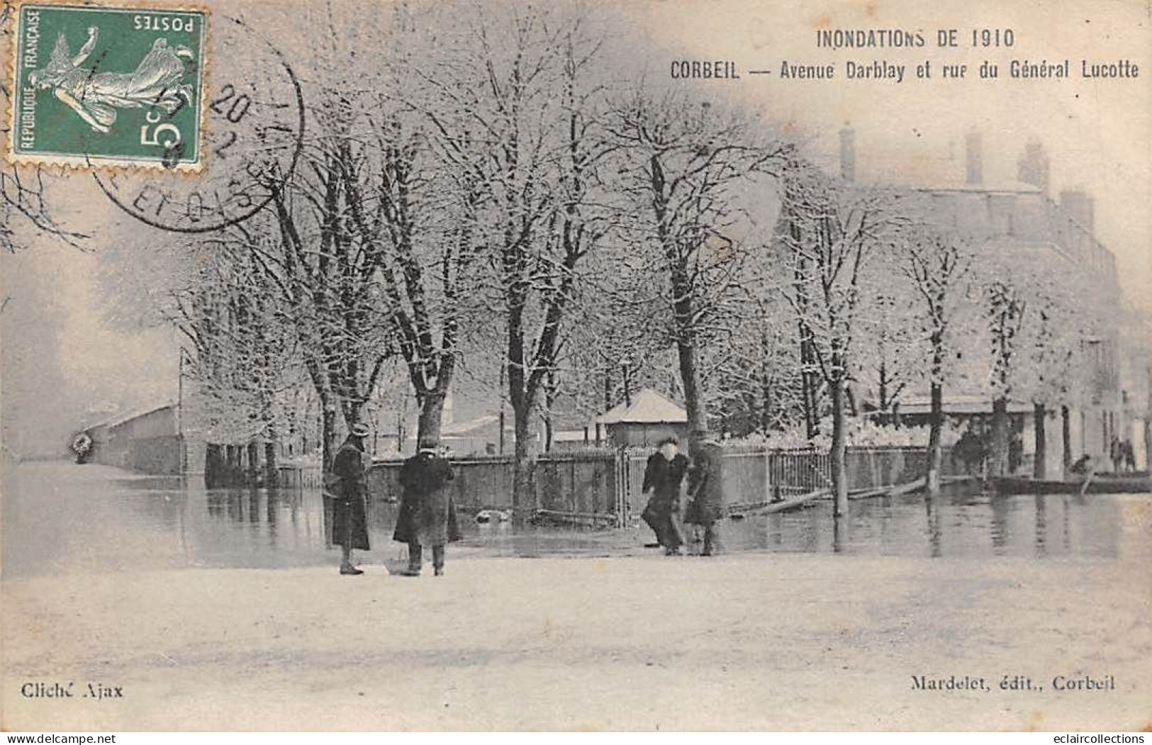 Corbeil Essonnes        91       Inondations  1910. Avenue Darblay         (voir Scan) - Corbeil Essonnes