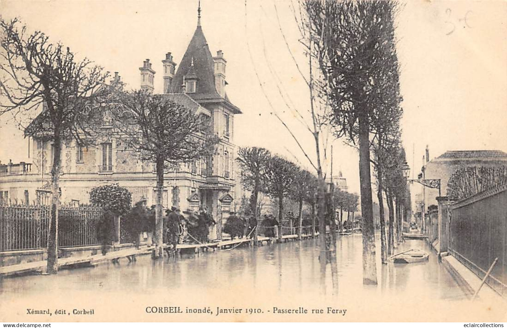 Corbeil Essonnes        91       Inondations  1910. Passerelle Rue Feray      (voir Scan) - Corbeil Essonnes