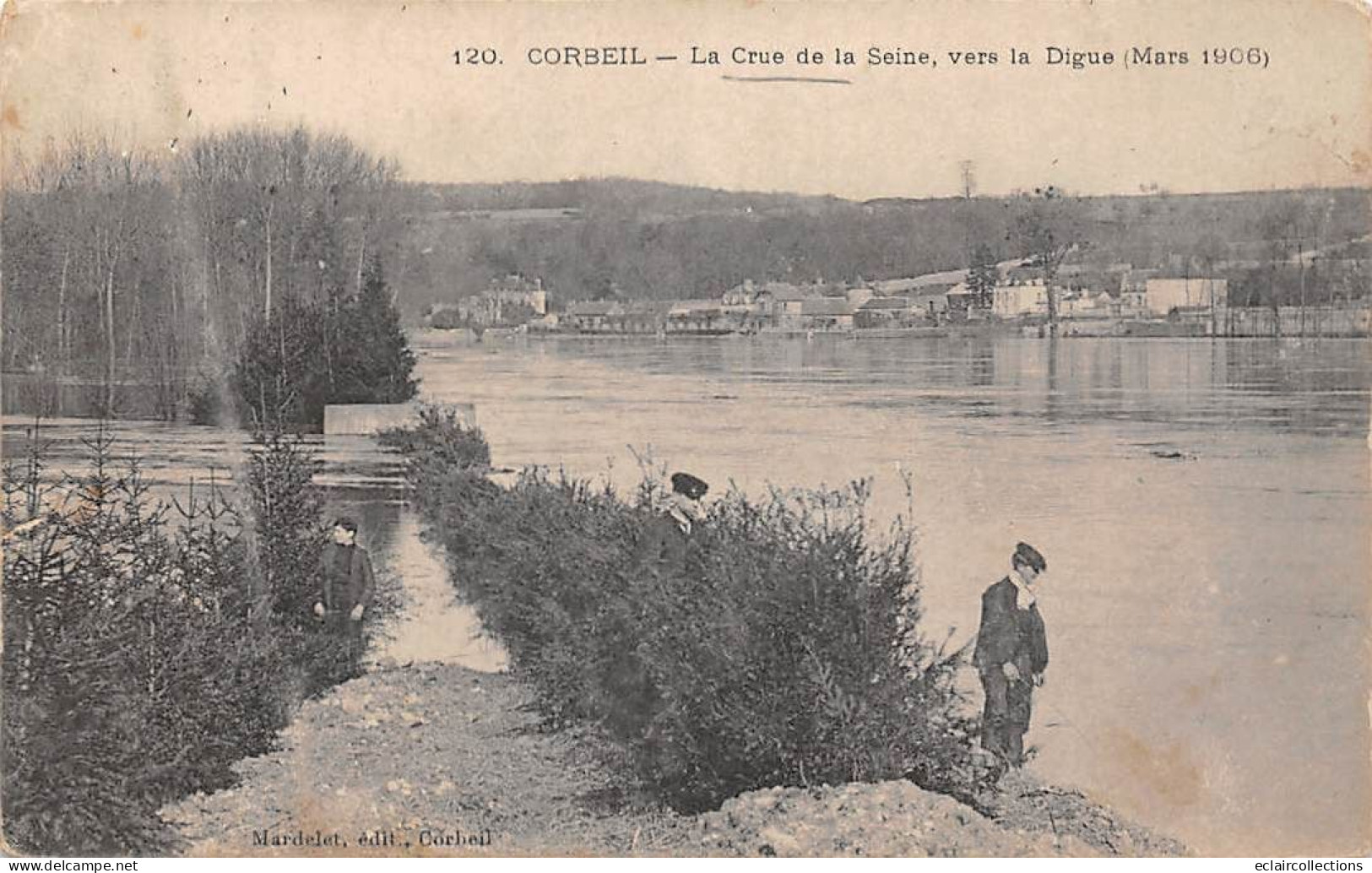 Corbeil Essonnes        91       Inondations  1906.  Vers La Digue     N°120      (voir Scan) - Corbeil Essonnes