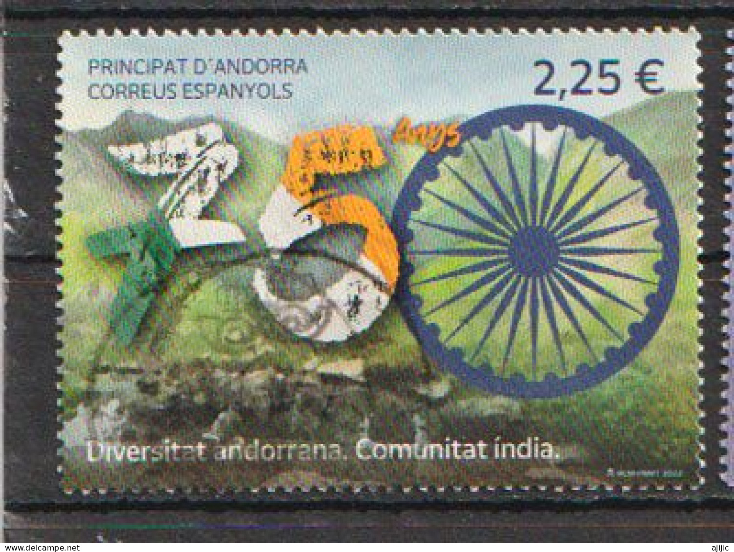 2022.Diversidad Andorrana, Comunidad Indiana 75 Aniversario Independencia India, Cancelado, 1ª Calidad. AND.ESP - Usados